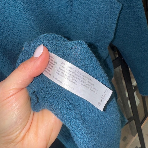 Eileen Fisher linen sweater tunic top plus size teal cotton organic vneck loose - Picture 4 of 7